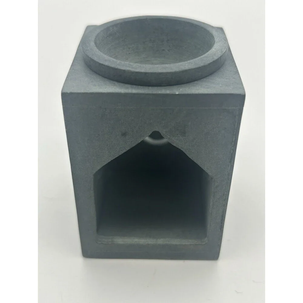 Set Of 3 -Soapstone Incense Oil Diffuser/candle  Hand Carved Ornate Green/Gray